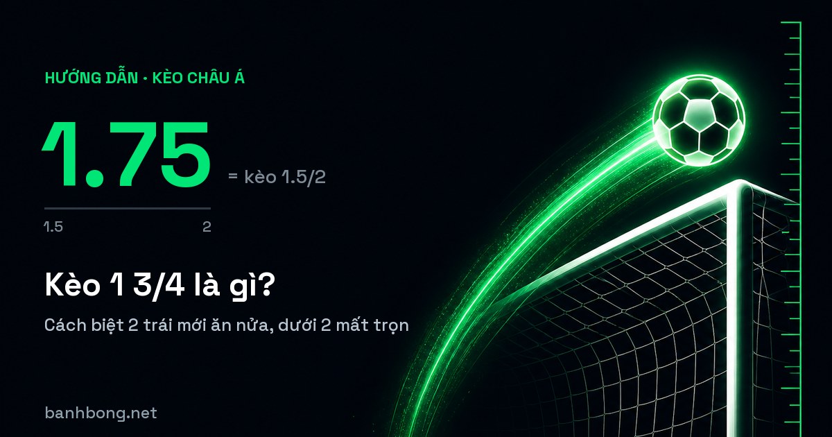 Kèo 1 3/4 Là Gì? Kèo 1.75 Và Cách Tính Khi Thắng Đúng 2 Trái